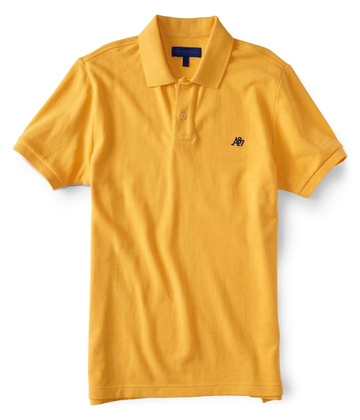 Aeropostale Aeropostale A87 Solid Logo Piqu Polo - Yellow, Xsmall