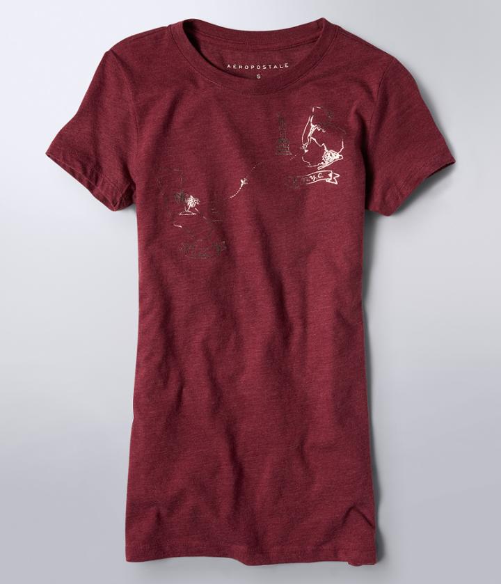 Aeropostale Aeropostale Cali To Nyc Graphic Tee - Red, Xsmall