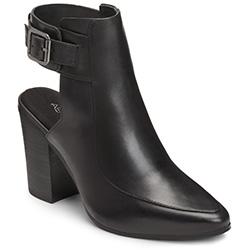 Aerosoles Square Up Bootie, Black Leather