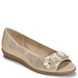 Aerosoles At Long Last Flat, Gold Metallic