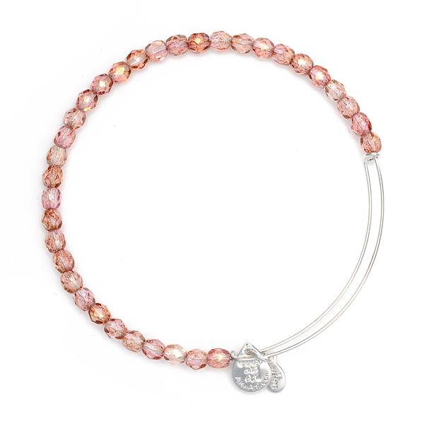 Alex And Ani Blush Rock Candy Beaded Bangle, Shiny Silver Finish