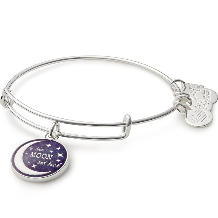 Alex And Ani Stellar Love Charm Bangle Edesia, Shiny Silver Finish