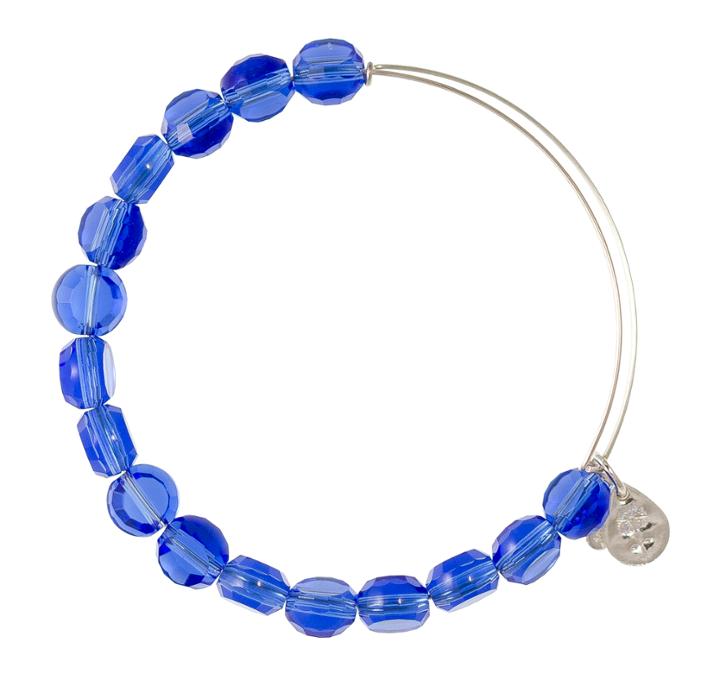 Alex And Ani Sapphire Luxe Bead Bangle, Shiny Silver Finish