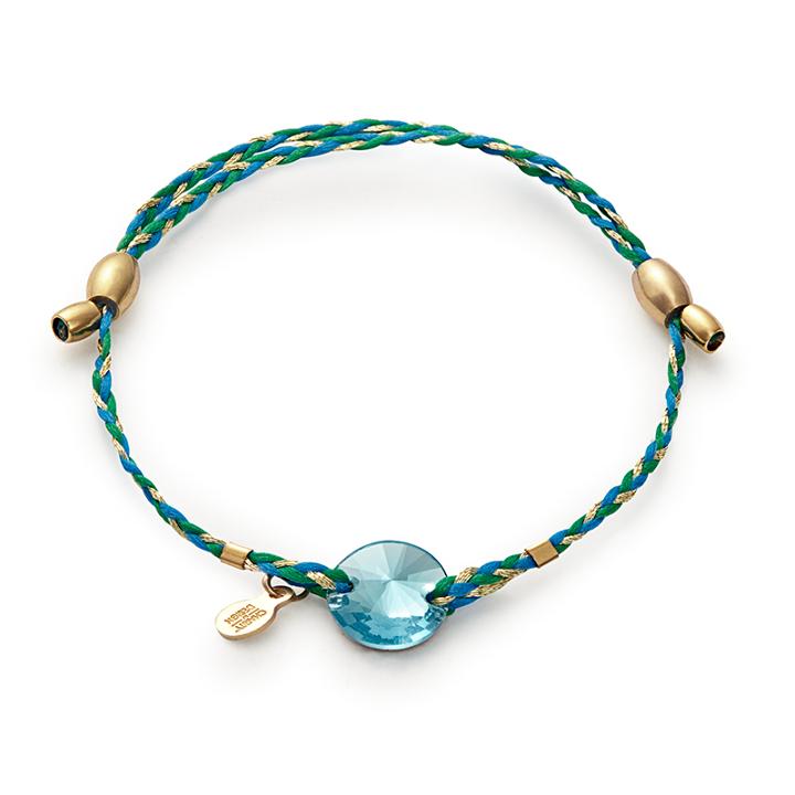 Alex And Ani Light Turquoise Crystal Precious Threads Bracelet, 14kt Gold Plated
