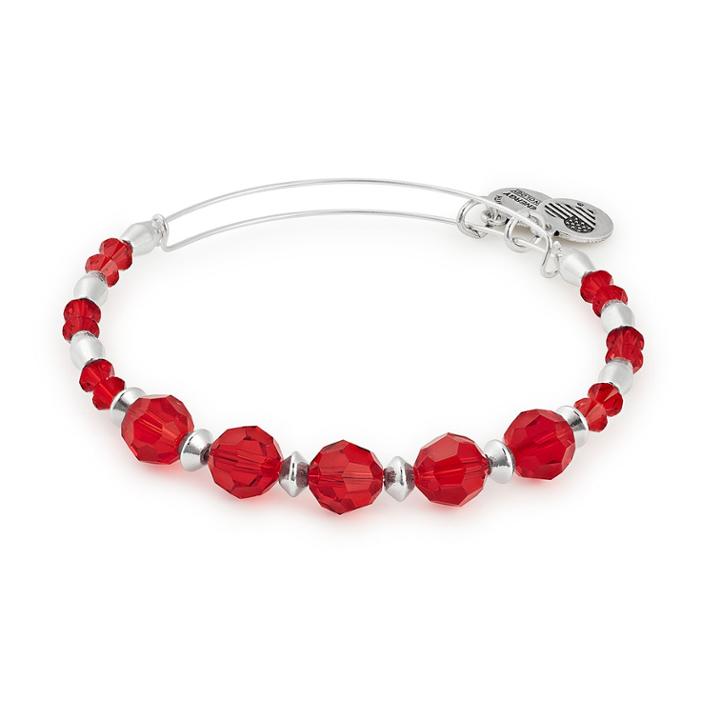 Alex And Ani Poppy Beaded Bangle With Swarovski  Crystals, Shiny Silver Finish