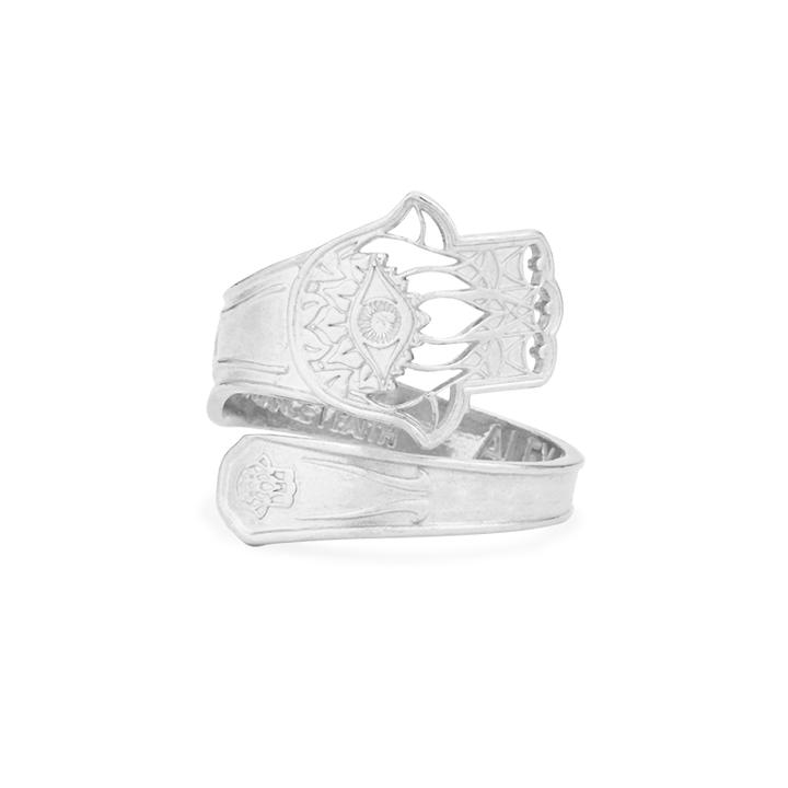Alex And Ani Hand Of Fatima Spoon Ring, Sterling Silver