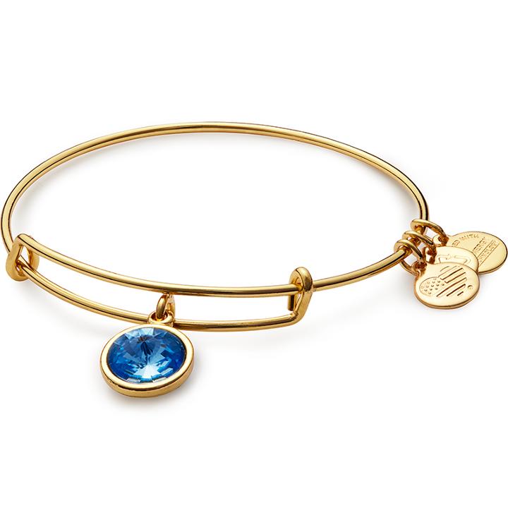 Alex And Ani March Birth Month Charm Bangle With Swarovski® Crystal, Shiny Gold Finish