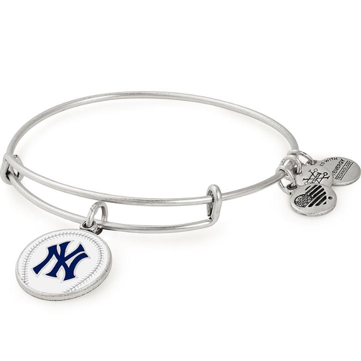 Alex And Ani New York Yankees Color Infusion Charm Bangle, Rafaelian Silver Finish
