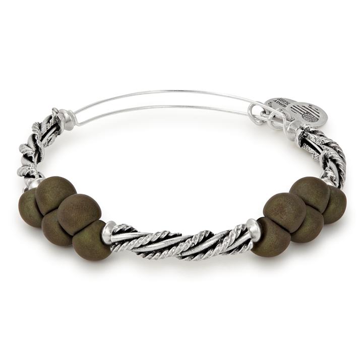 Alex And Ani Forest Spirit Spiral Beaded Bangle, Rafaelian Silver Finish