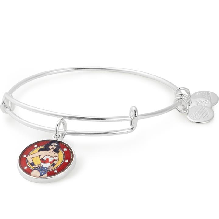 Alex And Ani Wonder Woman Charm Bangle, Shiny Silver Finish