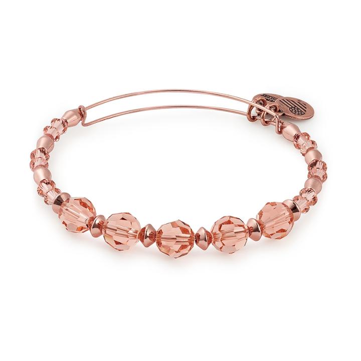 Alex And Ani Peony Beaded Bangle With Swarovski  Crystals, Shiny Rose Gold Finish
