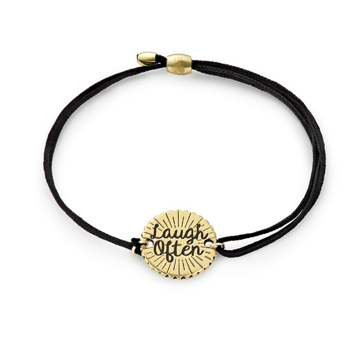 Alex And Ani Laugh Often Pull Cord Bracelet, 14kt Gold Plated