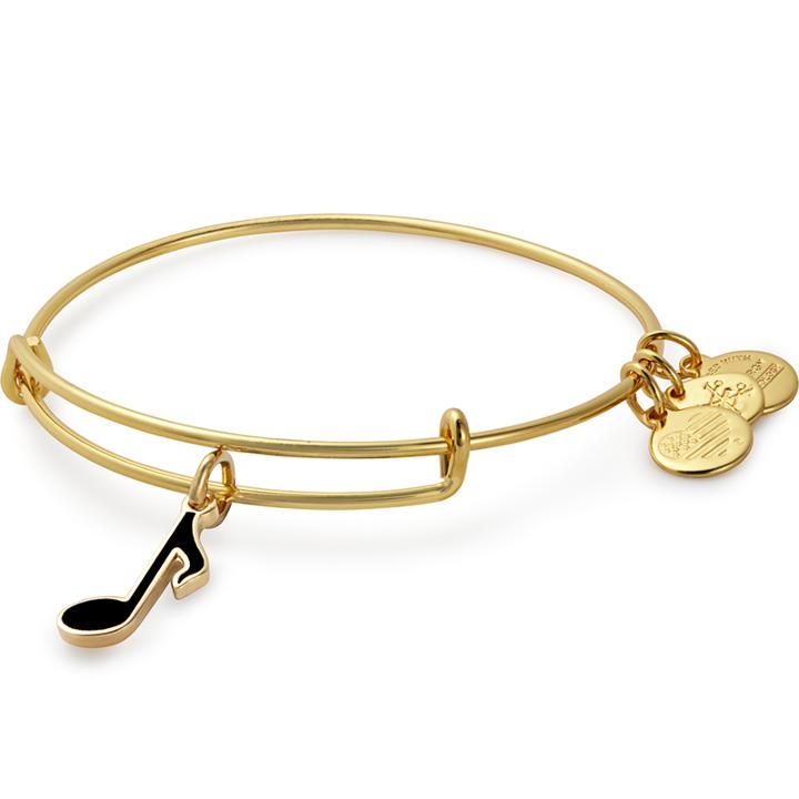 Alex And Ani Music Note Color Infusion Charm Bangle, Shiny Gold Finish