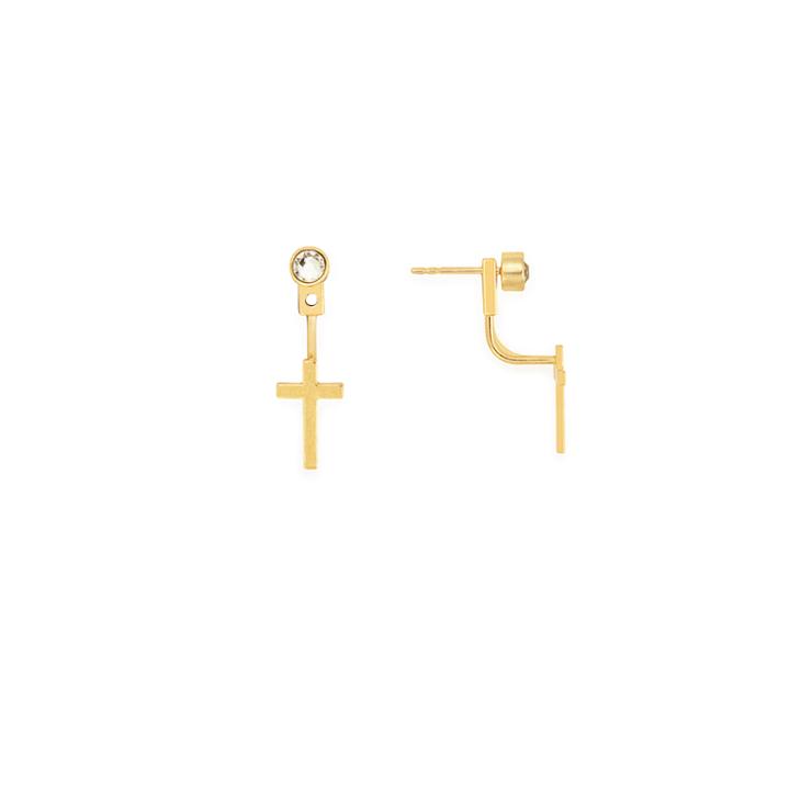 Alex And Ani Cross Earrings, 14kt Gold Plated Sterling Silver