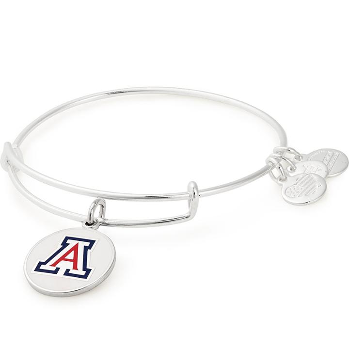 Alex And Ani University Of Arizona Logo Color Infusion Charm Bangle, Shiny Silver Finish