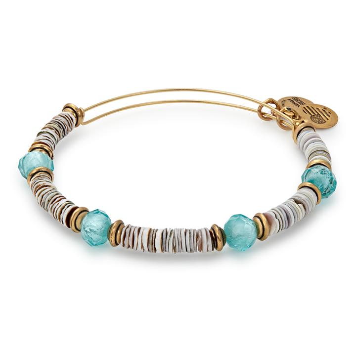 Alex And Ani Tide Horizon Beaded Bangle, Rafaelian Gold Finish