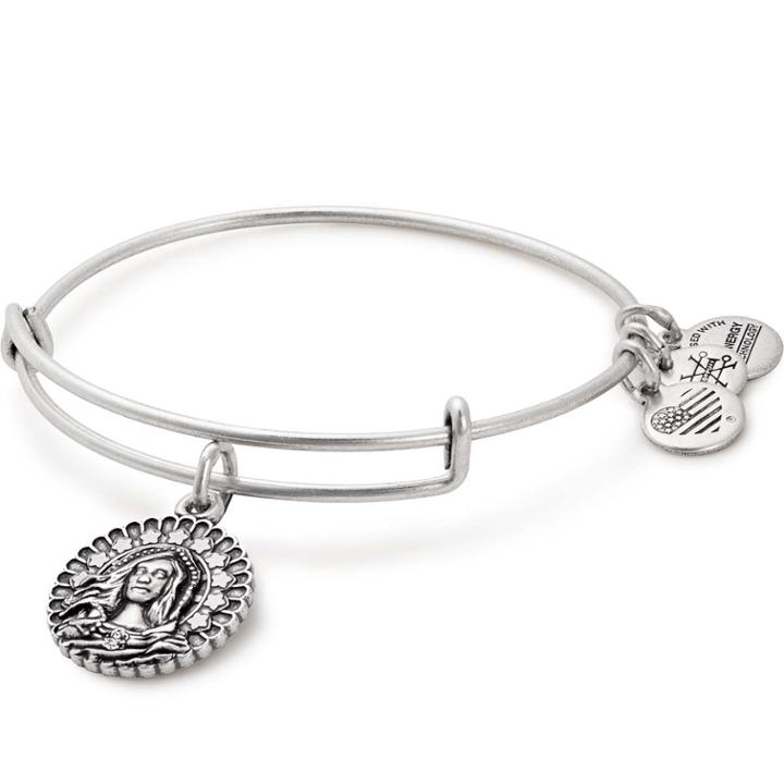 Alex And Ani Mary Magdalena Charm Bangle, Rafaelian Silver Finish