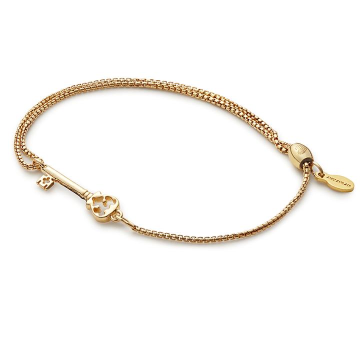 Alex And Ani Skeleton Key Pull Chain Bracelet, 14kt Gold Plated