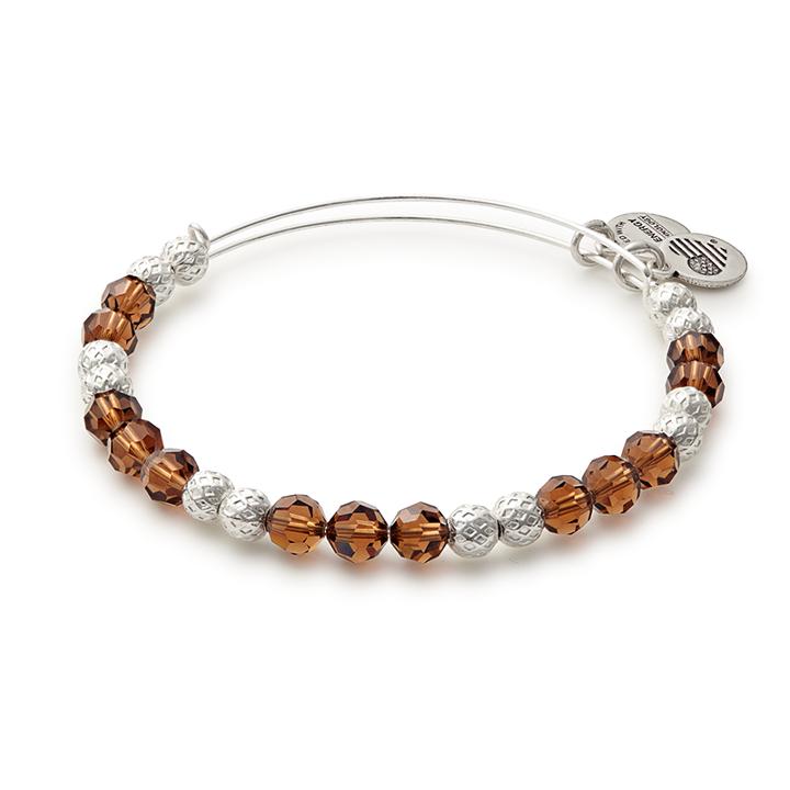 Alex And Ani Earth Beaded Bangle With Swarovski® Crystals, Shiny Silver Finish