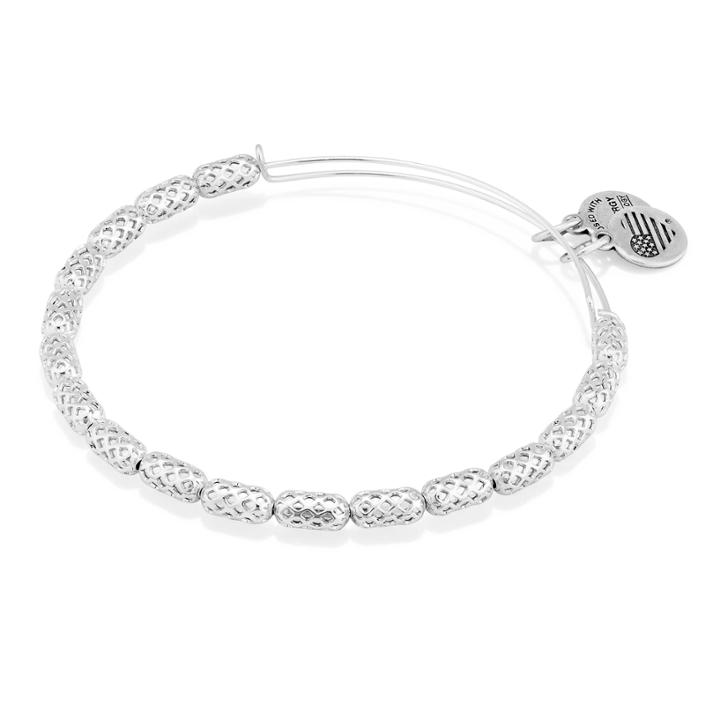 Alex And Ani Beehive Beaded Bangle, Shiny Silver Finish