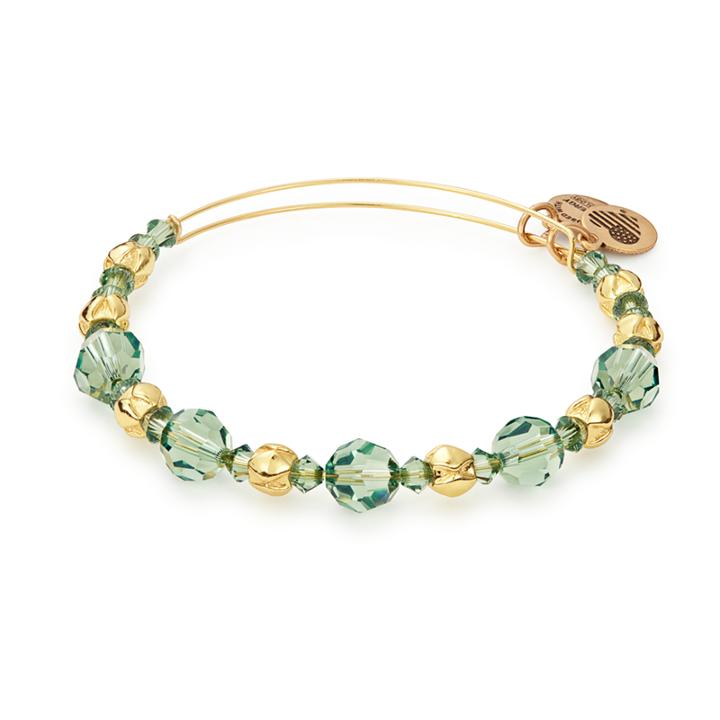 Alex And Ani Evergreen Beaded Bangle With Swarovski® Crystals, Shiny Gold Finish