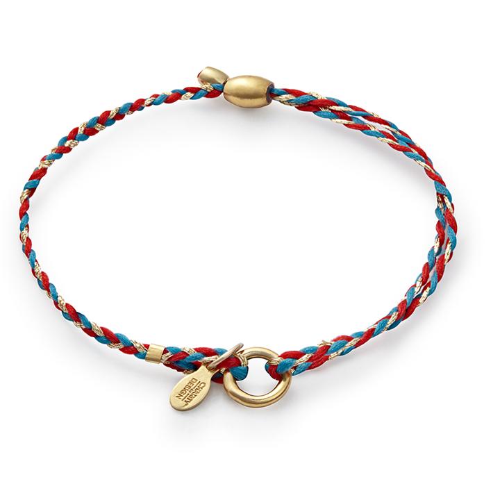 Alex And Ani Red Teal Precious Threads Bracelet, 14kt Gold Plated