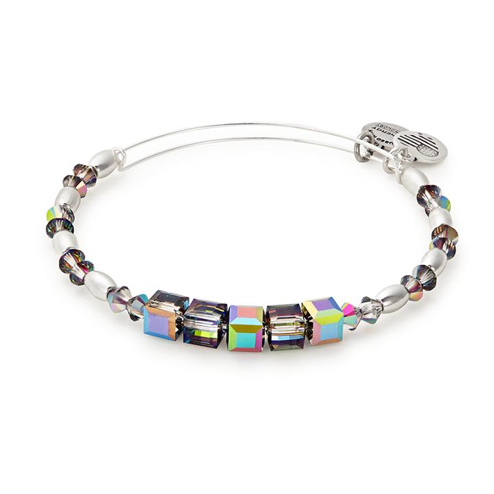 Alex And Ani Mirror Beaded Bangle With Swarovski® Crystals, Shiny Silver Finish