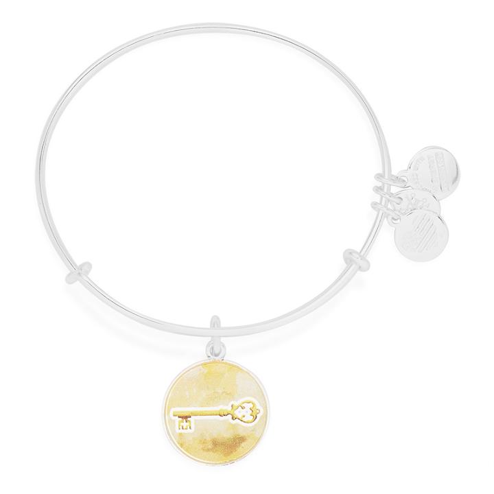 Alex And Ani Skeleton Key Art Infusion Charm Bangle, Shiny Silver Finish