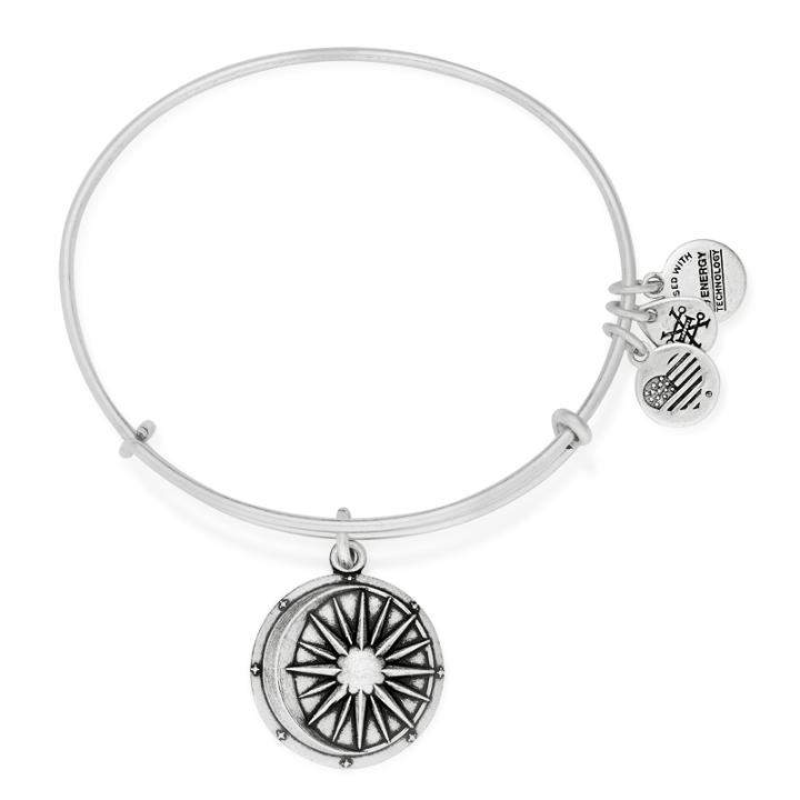 Alex And Ani Cosmic Balance Charm Bangle, Rafaelian Silver Finish