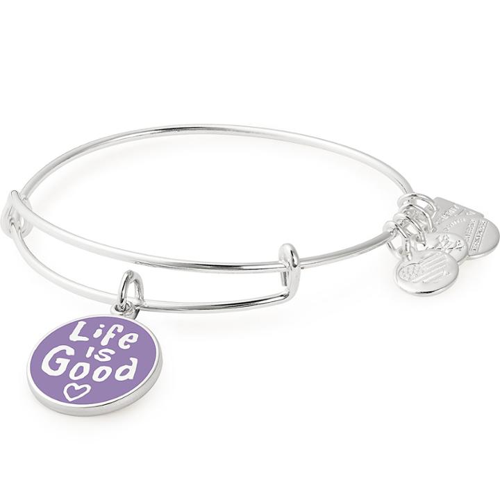 Alex And Ani Life Is Good Charm Bangle Life Is Good Foundation, Shiny Silver Finish