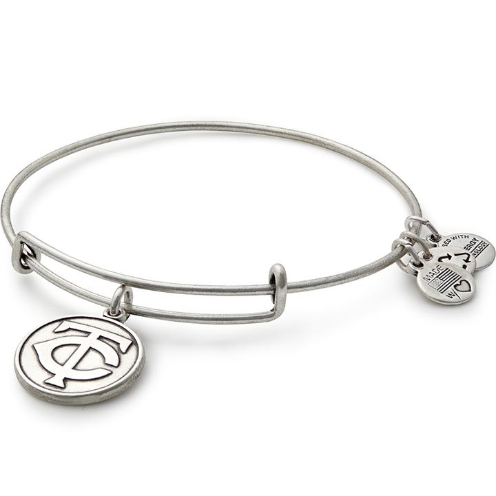 Alex And Ani Minnesota Twins™ Cap Logo Charm Bangle, Rafaelian Silver Finish