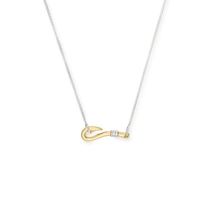 Alex And Ani Fish Hook Two Tone Adjustable Necklace David Lynch Foundation, Sterling Silver