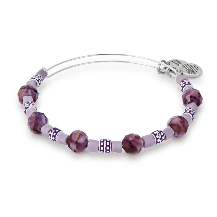 Alex And Ani Wildberry Coral Beaded Bangle, Rafaelian Silver Finish