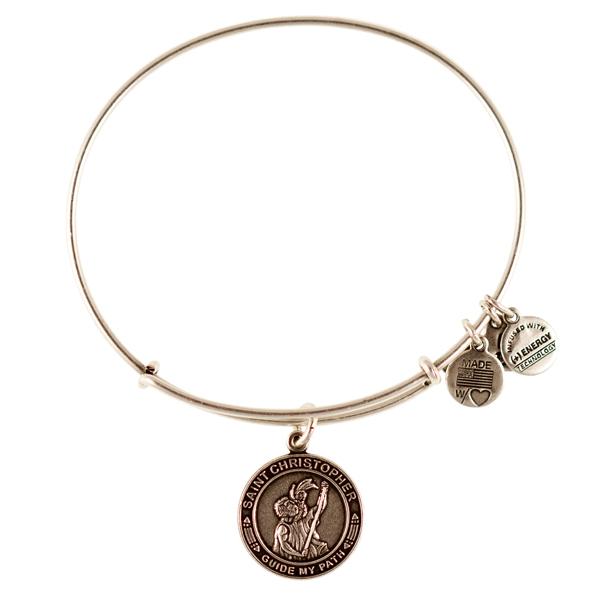 Alex And Ani Saint Christopher Charm Bangle, Rafaelian Silver Finish