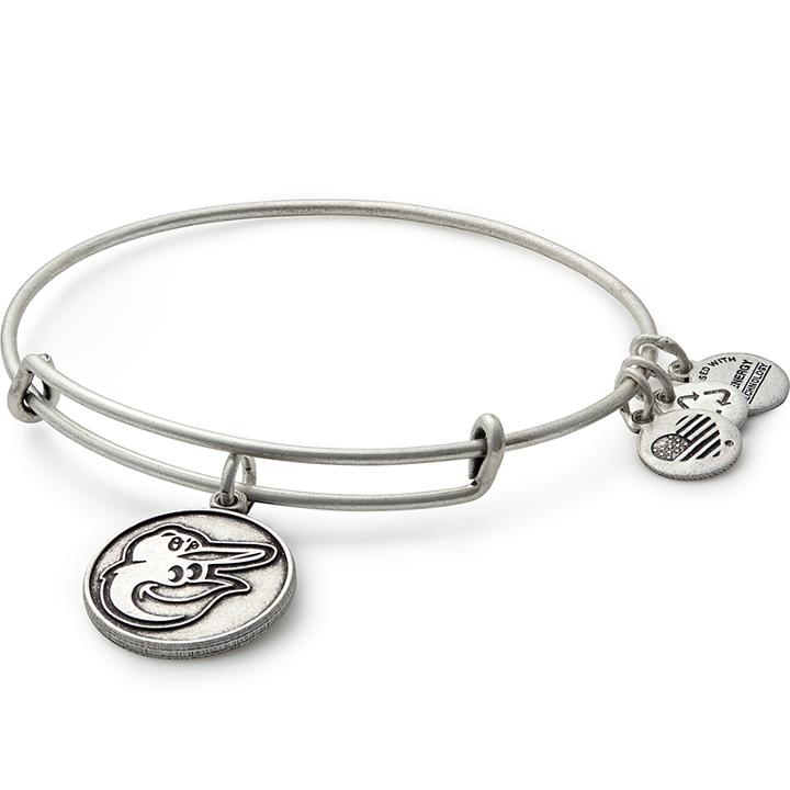 Alex And Ani Baltimore Orioles  Cap Logo Charm Bangle, Rafaelian Silver Finish