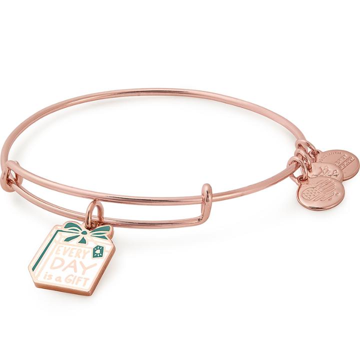 Alex And Ani Every Day Is A Gift Charm Bangle Online Exclusive, Shiny Rose Gold Finish