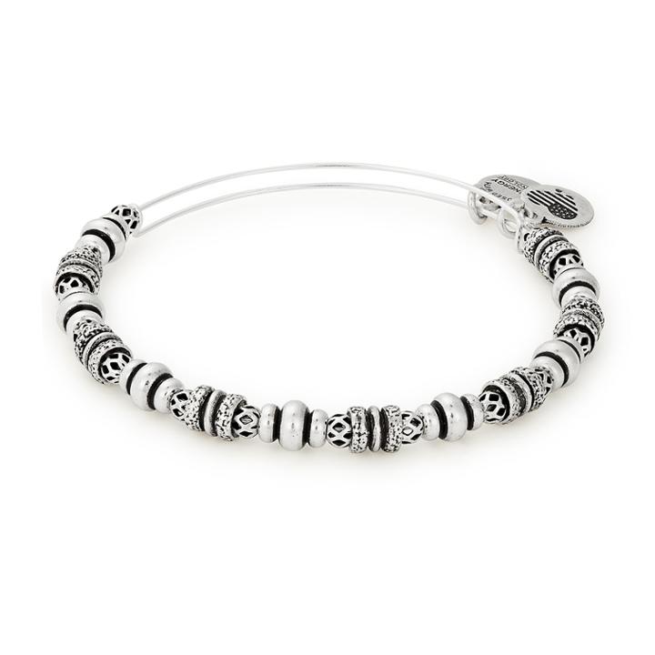 Alex And Ani Spellbound Beaded Bangle, Rafaelian Silver Finish