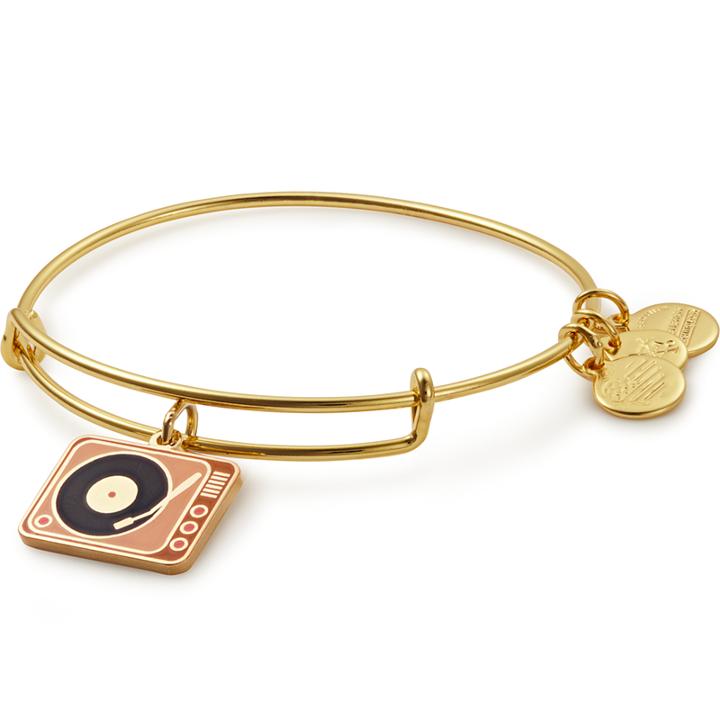 Alex And Ani Tune In Color Infusion Charm Bangle, Shiny Gold Finish