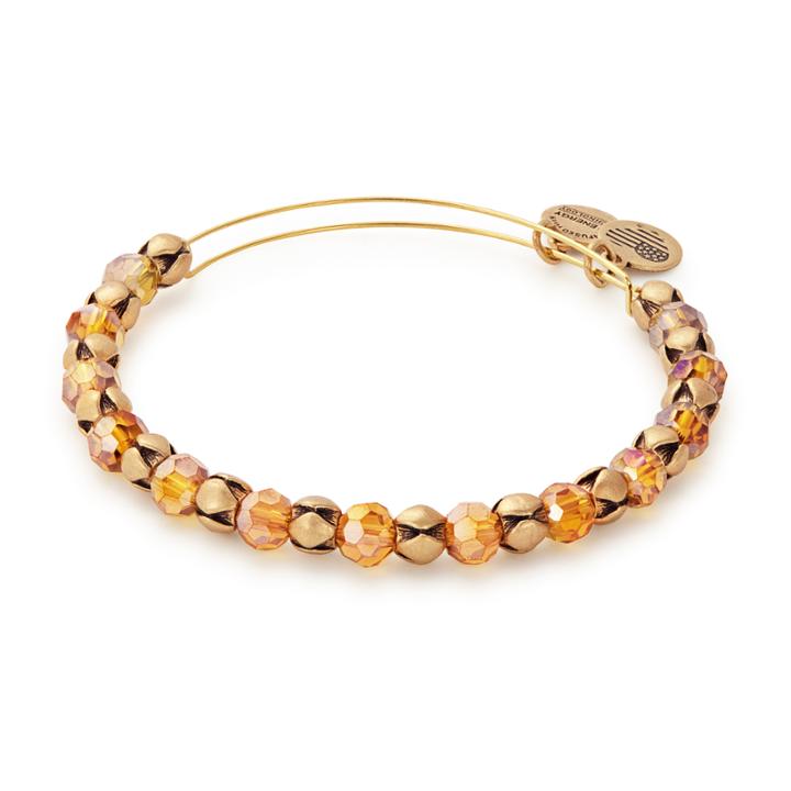 Alex And Ani Golden Days Snowbell Beaded Bangle, Rafaelian Gold Finish