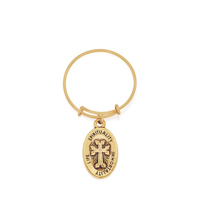 Alex And Ani Armenian Cross Expandable Wire Ring, Rafaelian Gold Finish