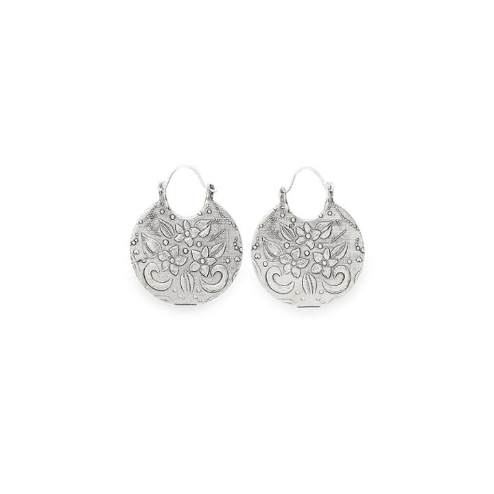Alex And Ani Antique Flora Earring, Rafaelian Silver Finish