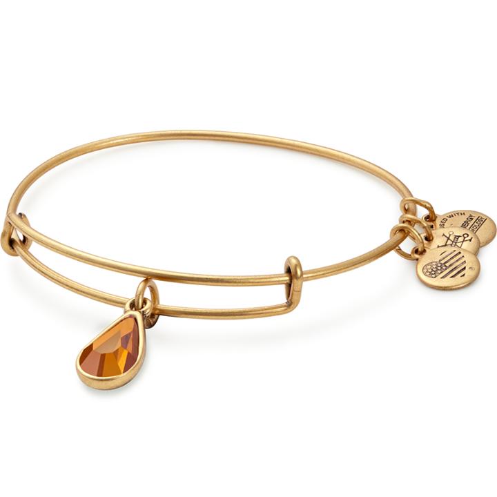 Alex And Ani November Birth Month Charm Bangle With Swarovski® Crystal, Rafaelian Gold Finish