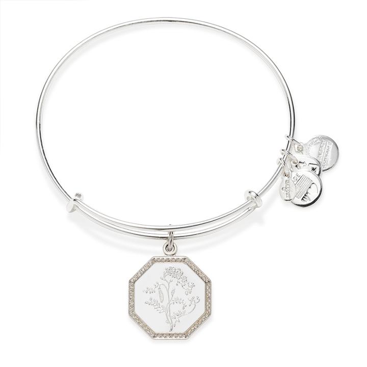 Alex And Ani Fortune's Bliss Sweet Pea Charm Bangle