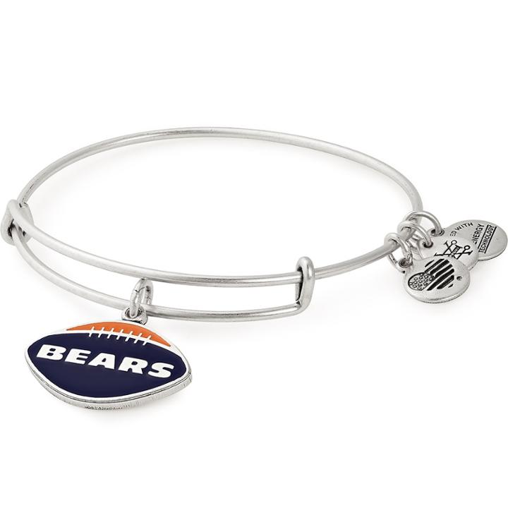 Alex And Ani Chicago Bears Football Color Infusion Charm Bangle, Rafaelian Silver Finish