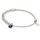 Alex And Ani Evil Eye Heart Pull Chain Bracelet, Sterling Silver