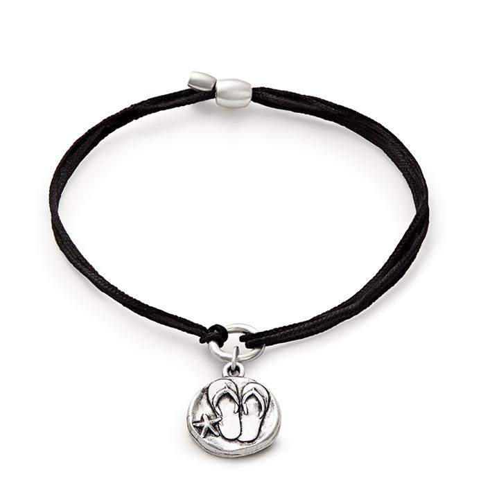 Alex And Ani Flip Flops Pull Cord Bracelet, Rafaelian Silver Finish