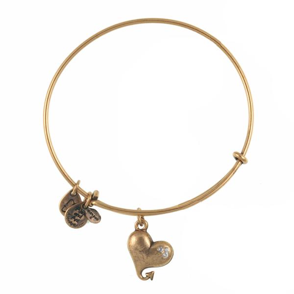 Alex And Ani Cupid's Heart Charm Bangle, Rafaelian Gold Finish