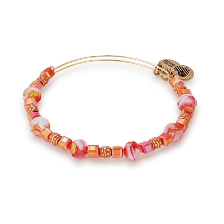 Alex And Ani Mango Coral Beaded Bangle, Rafaelian Gold Finish