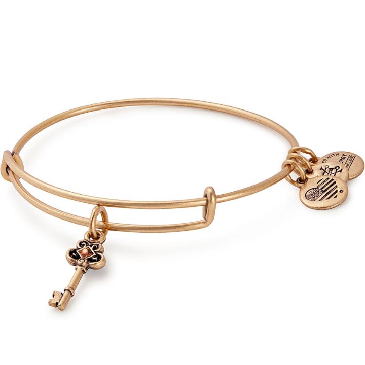 Alex And Ani Key To Wisdom Charm Bangle, Rafaelian Gold Finish