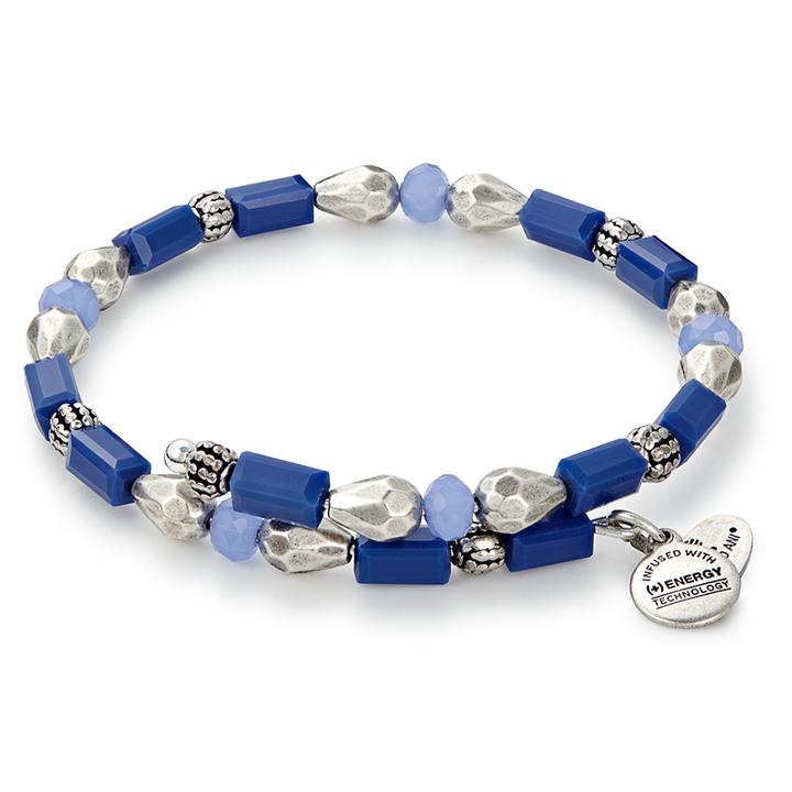 Alex And Ani Navy Seabed Wrap, Rafaelian Silver Finish